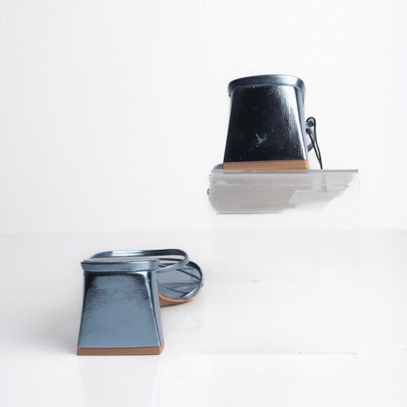 Zara Womens Blue Strappy Mule Heeled Sandals Sz US 7.5 EU 38 2322/110 NWD - Picture 6 of 9